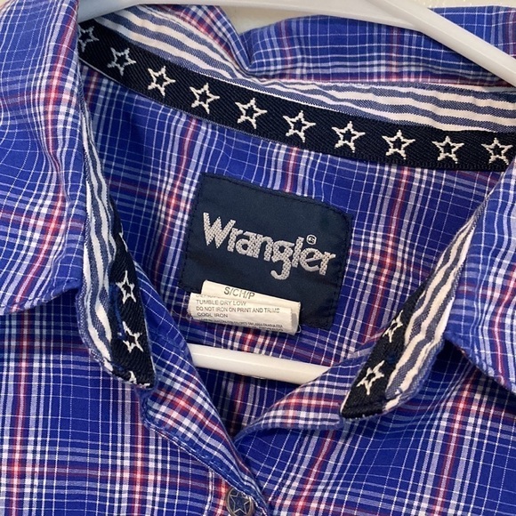 Wrangler full snap button down long sleeve national Patriot embroidered shirt s - Picture 5 of 13
